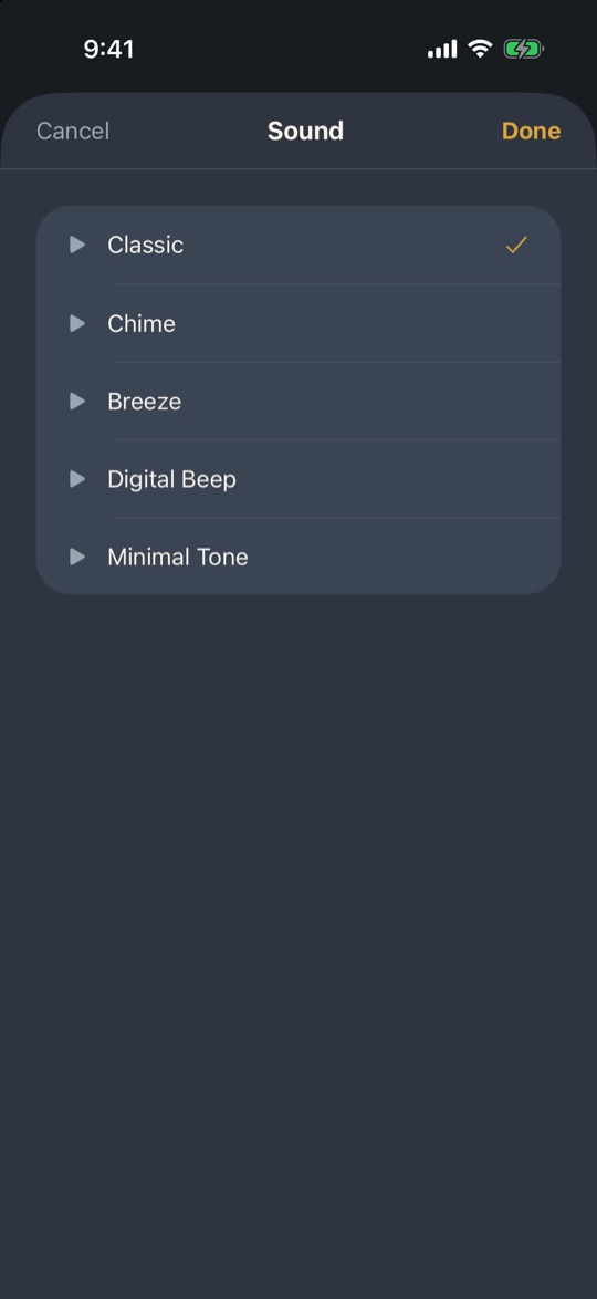 False Alarm sound picker